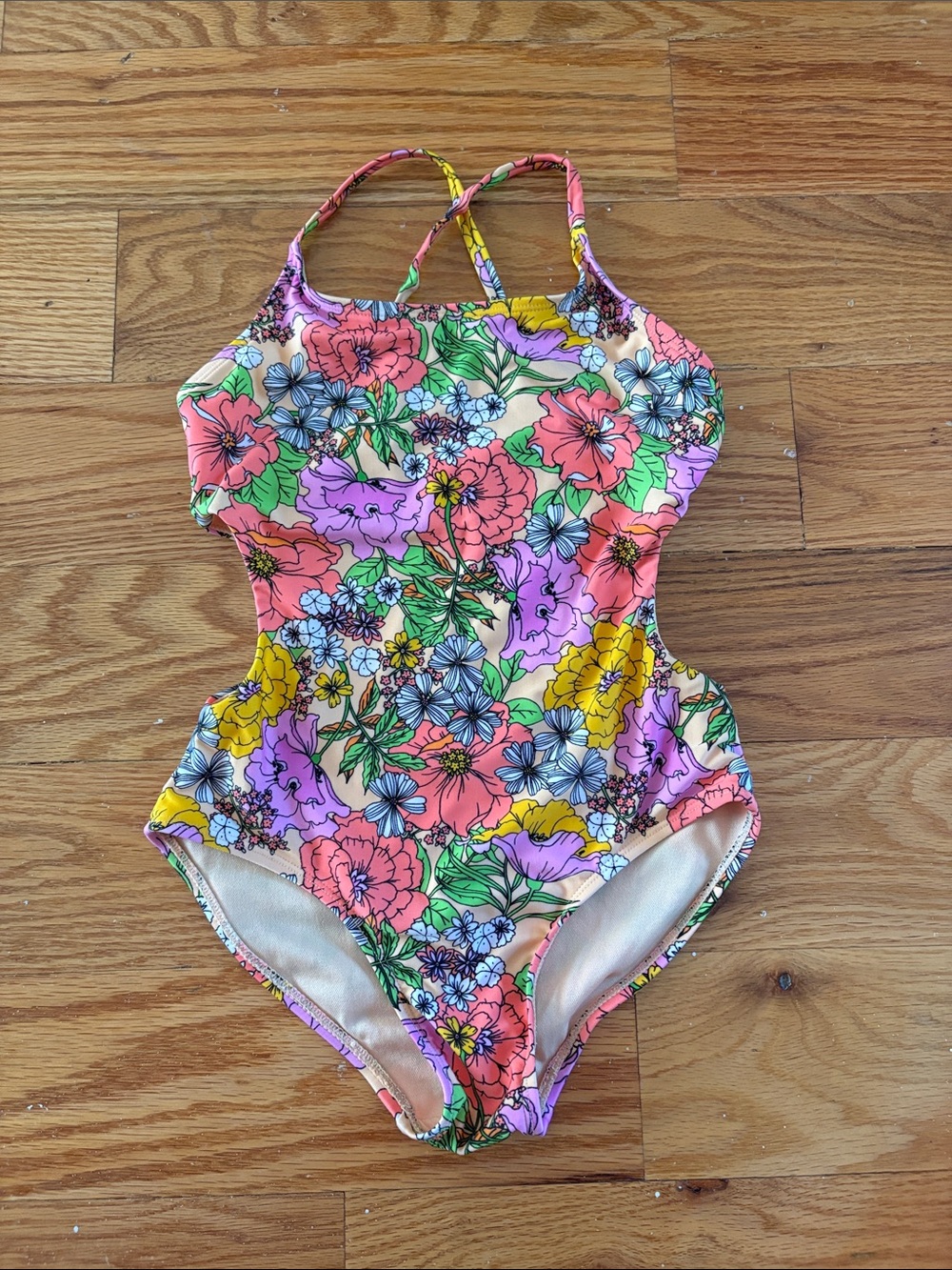 Cat & Jack Girls' Floral One-Piece Swimsuit - Pink, Yellow, Green, Blue, Purple